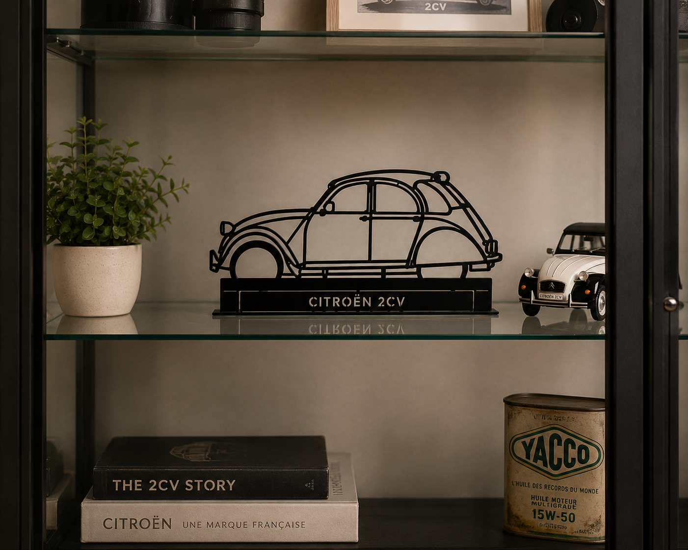 Gepersonaliseerde Citroën 2CV Metalen Silhouet – Tafeldecoratie met Naam