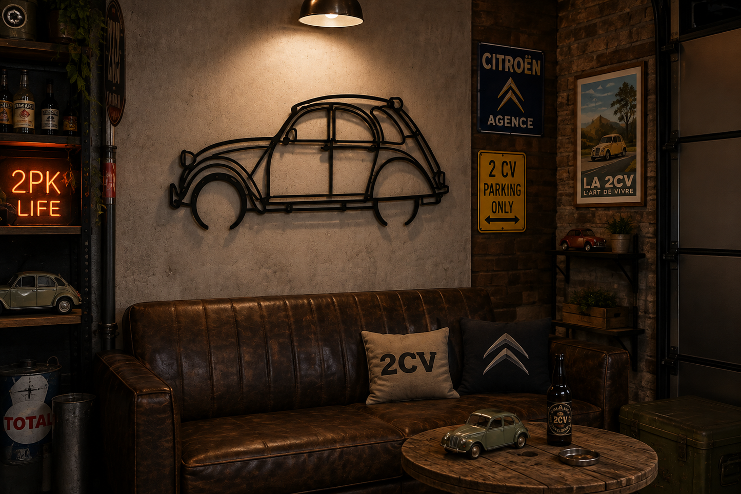 Citroën 2CV Silhouette Wall Art – Metalen Wanddecoratie