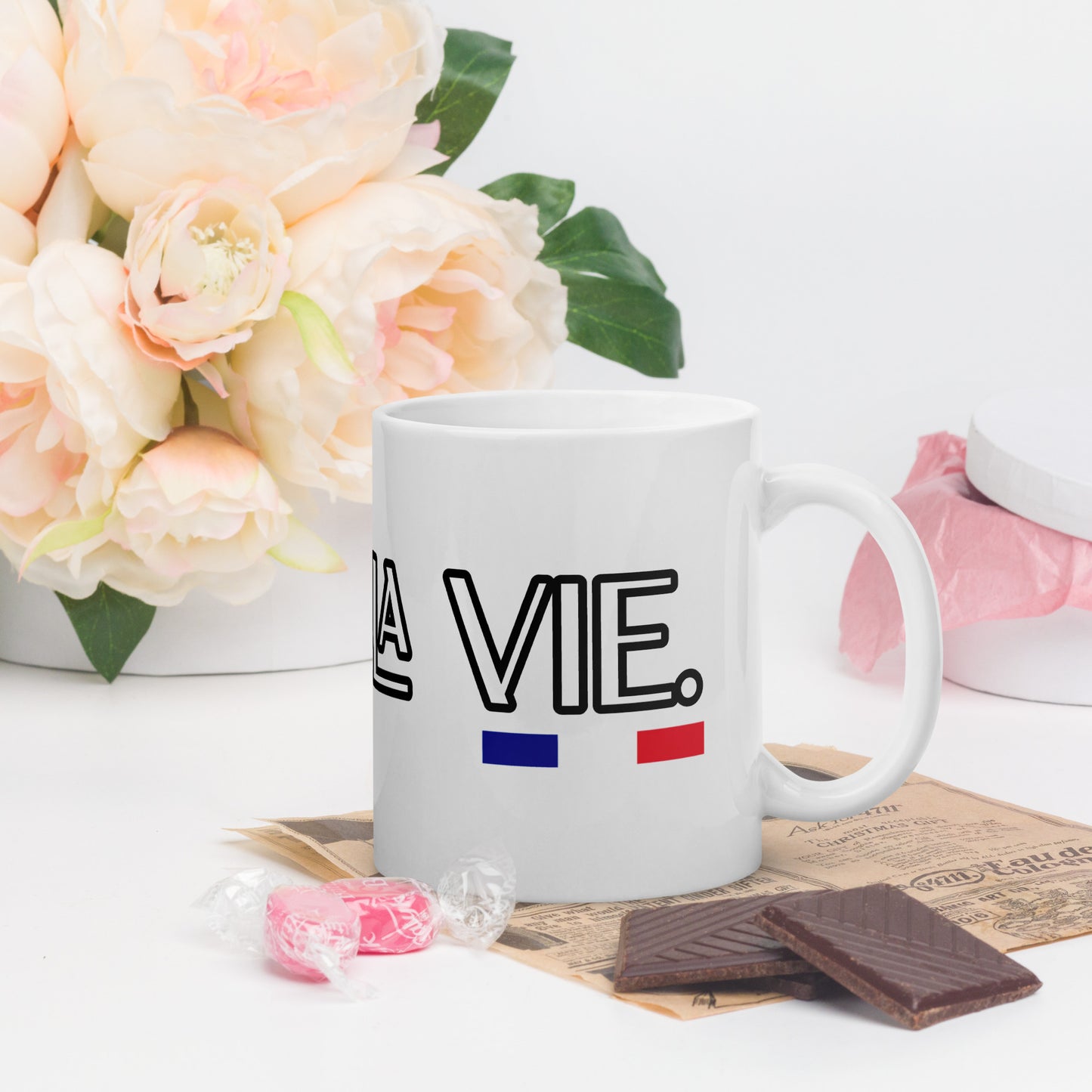 Mug Blanc Brillant Imprimé C'est la Vie - 300 ml