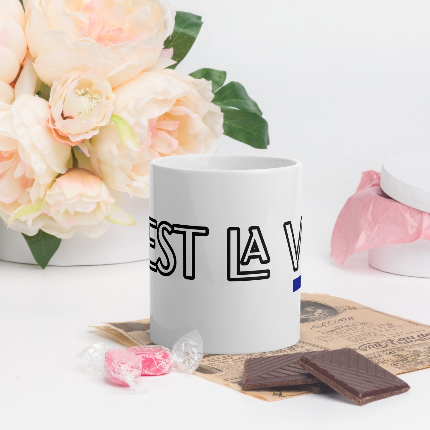 Mug Blanc Brillant Imprimé C'est la Vie - 300 ml