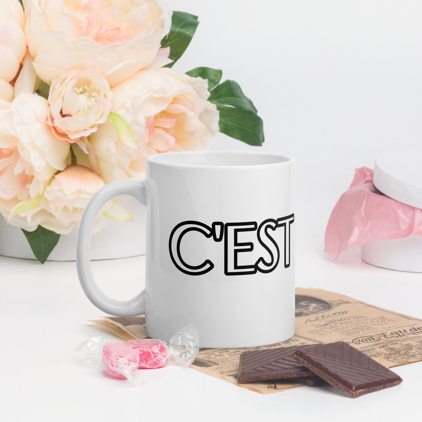 Mug Blanc Brillant Imprimé C'est la Vie - 300 ml