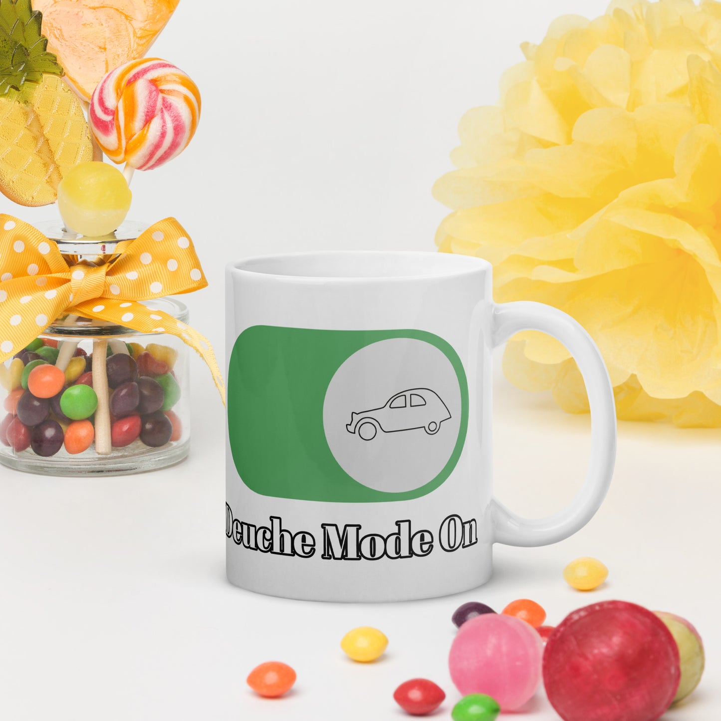 Relax - Deuche Mode On Mok (300ml) - Witte Glanzende Mok voor de Echte Citroënliefhebber!