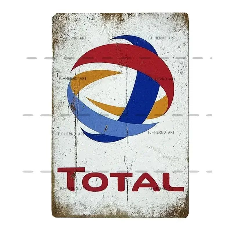 Vintage TOTAL Metalen Wandbord – Retro Olie & Brandstof Decoratie