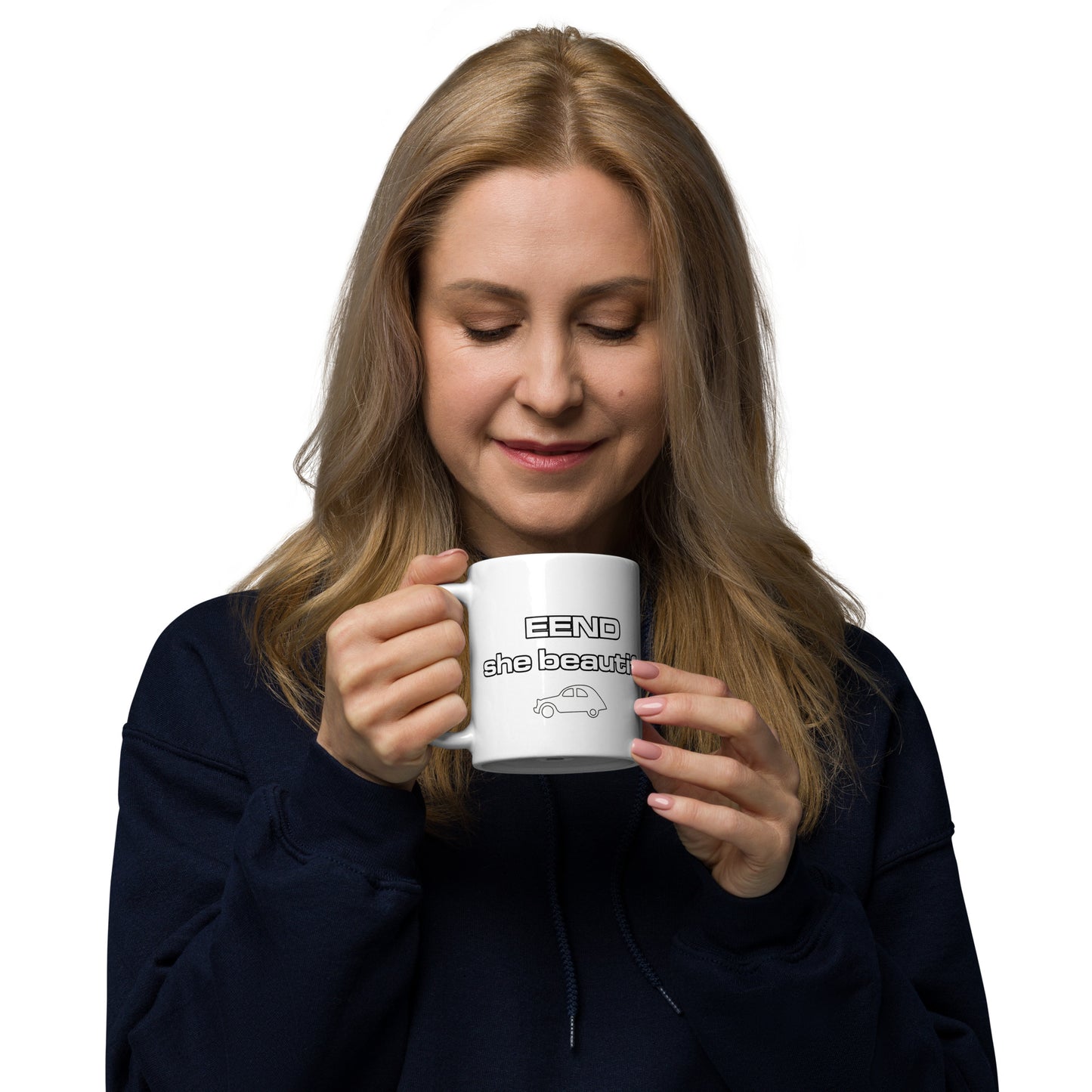 Mug Vintage Citroën 2cv DUCK she Beautifull Blanc brillant - 300 ml