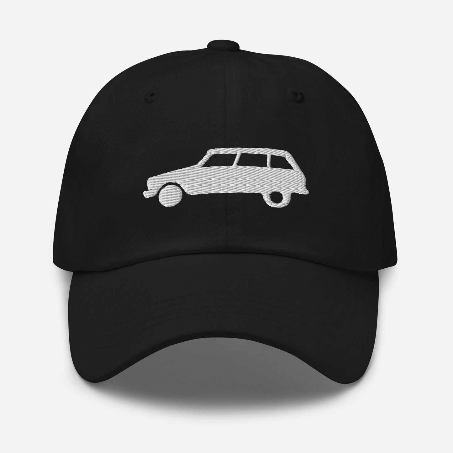 White 3D Puff embroidered cap (front and back) Citroën Ami8 - Black, Navy, Red, Beige, L.Blue or White