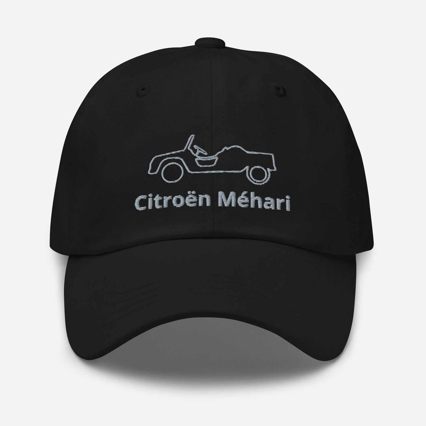 Geborduurde Citroën Méhari pet lijntekening - Zwart, Navy, Rood, Grijs, L.Blauw of Wit