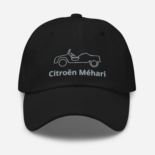 Dessin au trait casquette Citroën Méhari brodé - Noir, Marine, Rouge, Gris, L.Bleu ou Blanc