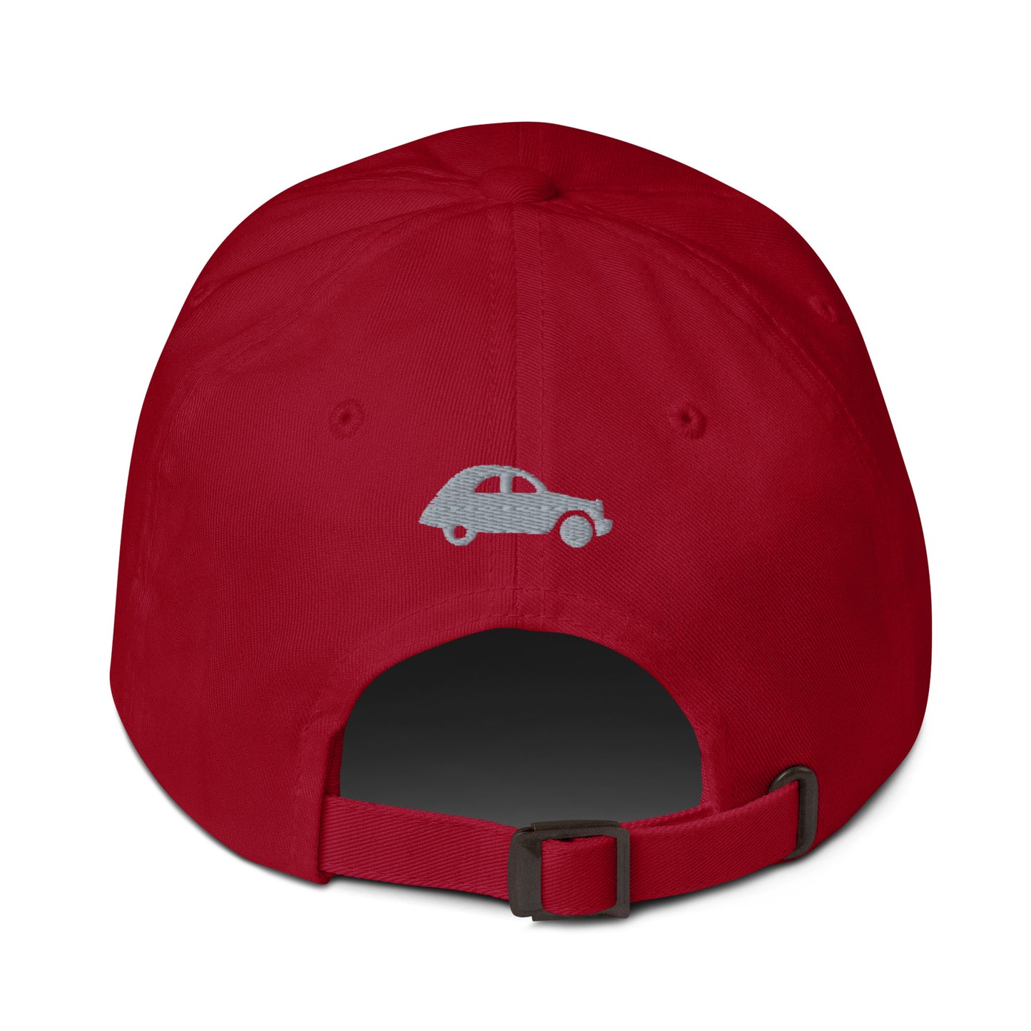 A L'Aise embroidered cap with a 2CV embroidered on the BACK - Black, Navy, Red, Grey, L.Blue or White