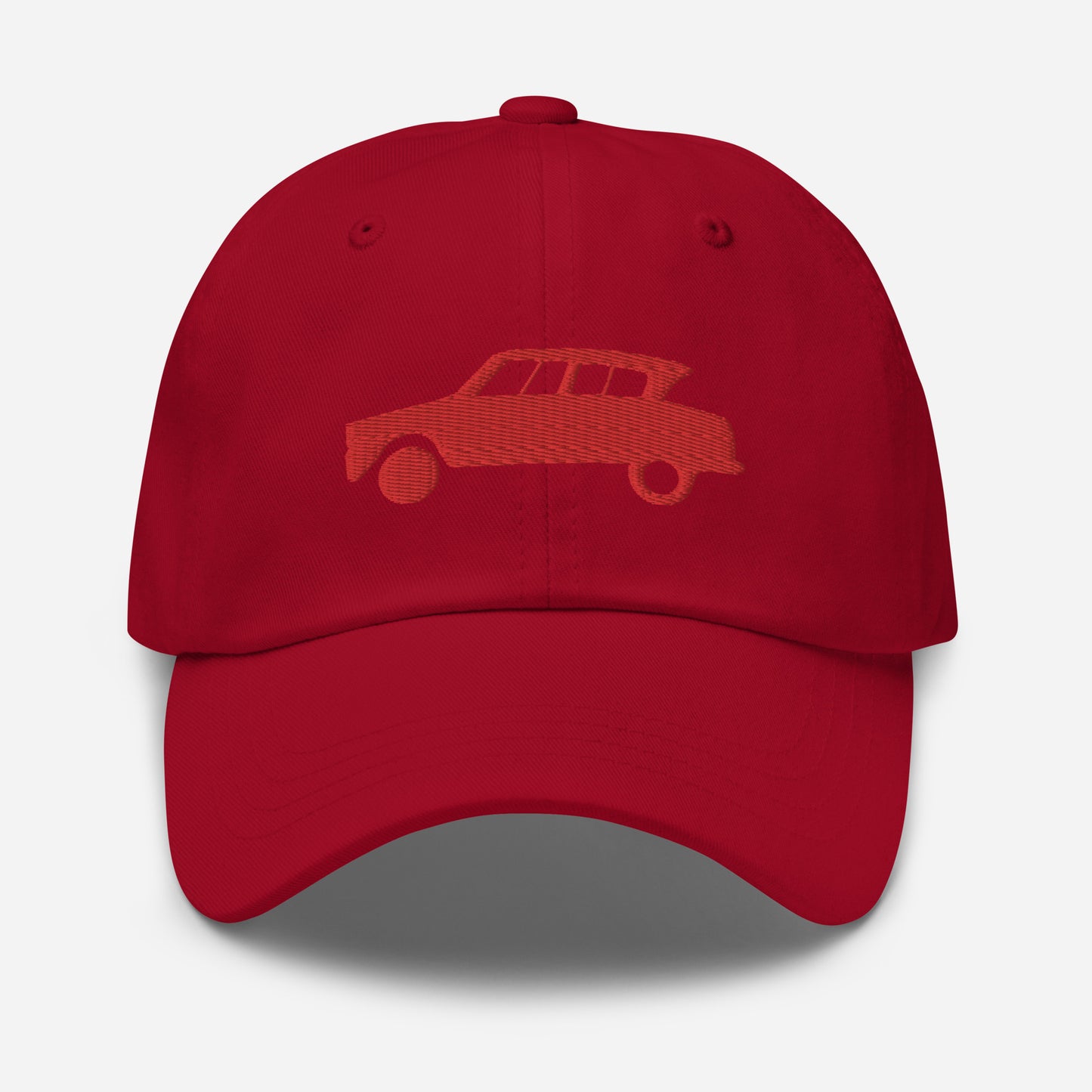 Casquette brodée Puff 3D Rouge (devant et derrière) Citroën Ami6 - Noir, Marine, Rouge, Beige, L.Bleu ou Blanc