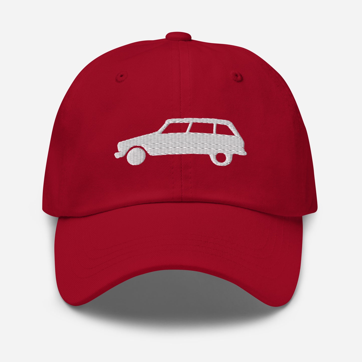 White 3D Puff embroidered cap (front and back) Citroën Ami8 - Black, Navy, Red, Beige, L.Blue or White