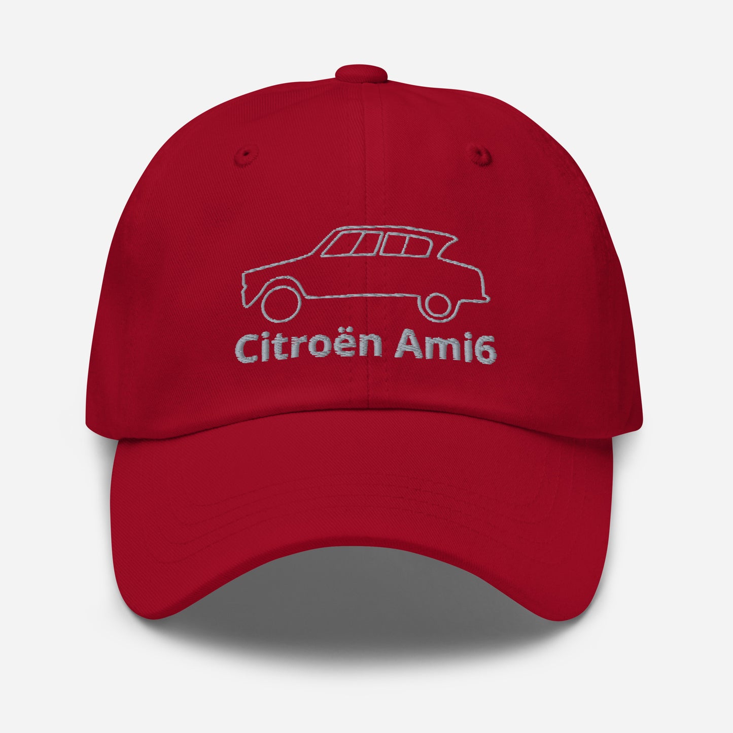 Dessin au trait casquette Citroën Ami6 brodé - Noir, Marine, Rouge, Gris, L.Bleu ou Blanc