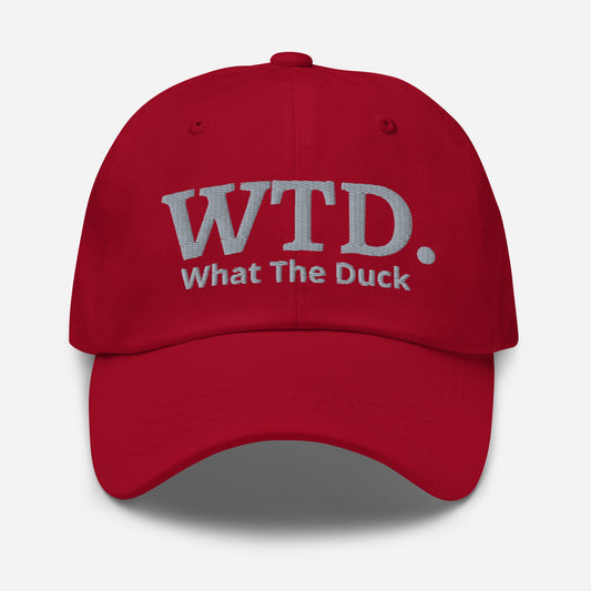 What The Duck embroidered cap with Citroën 2cv embroidered on the BACK - Black, Navy, Red, Gray, L.Blue or White