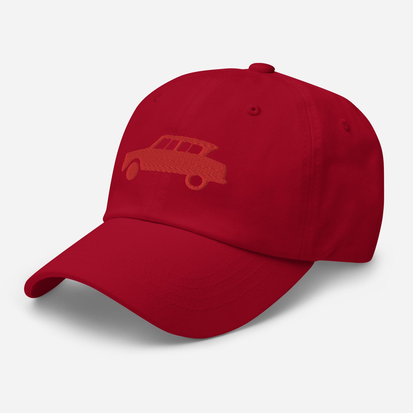 Casquette brodée Puff 3D Rouge (devant et derrière) Citroën Ami6 - Noir, Marine, Rouge, Beige, L.Bleu ou Blanc