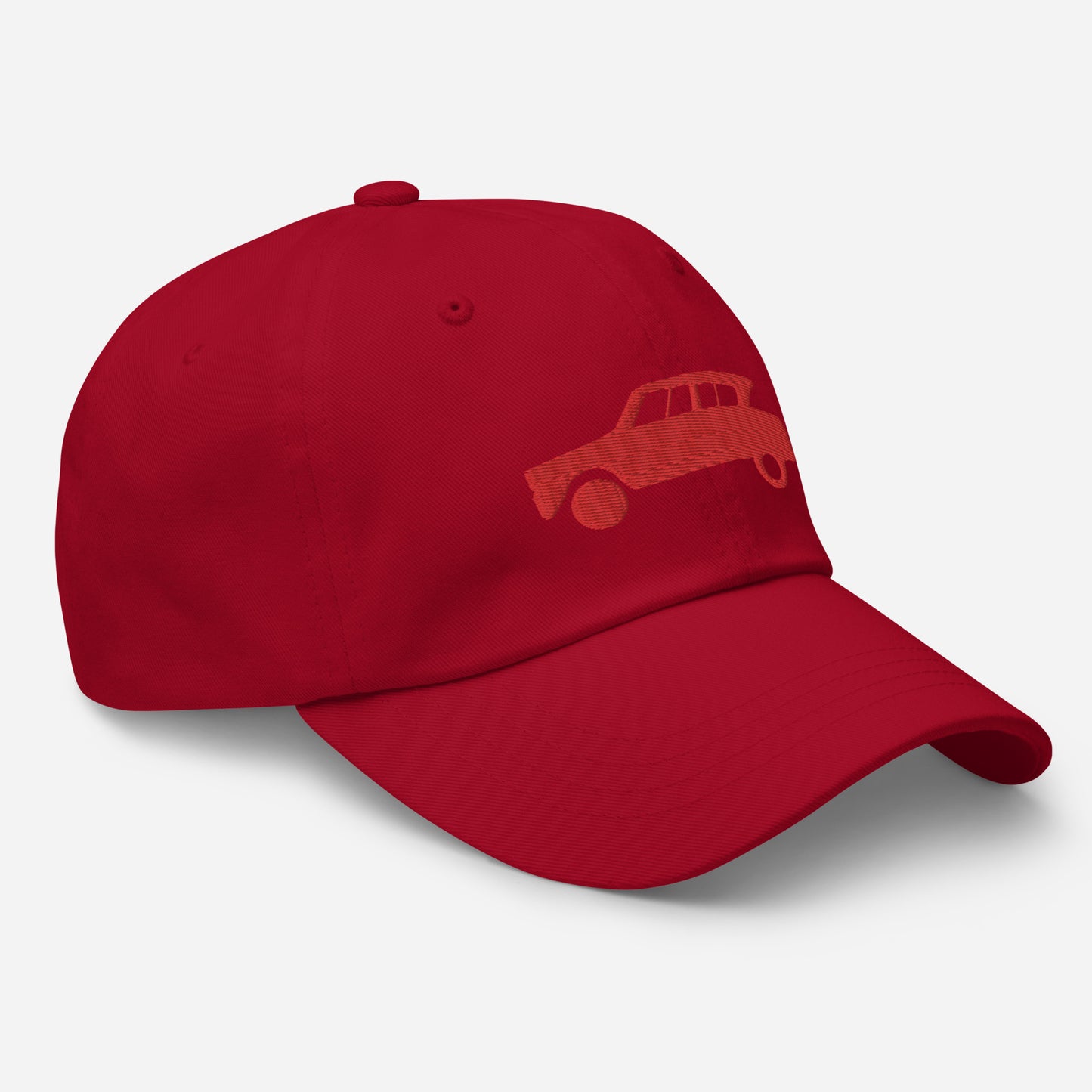 Casquette brodée Puff 3D Rouge (devant et derrière) Citroën Ami6 - Noir, Marine, Rouge, Beige, L.Bleu ou Blanc