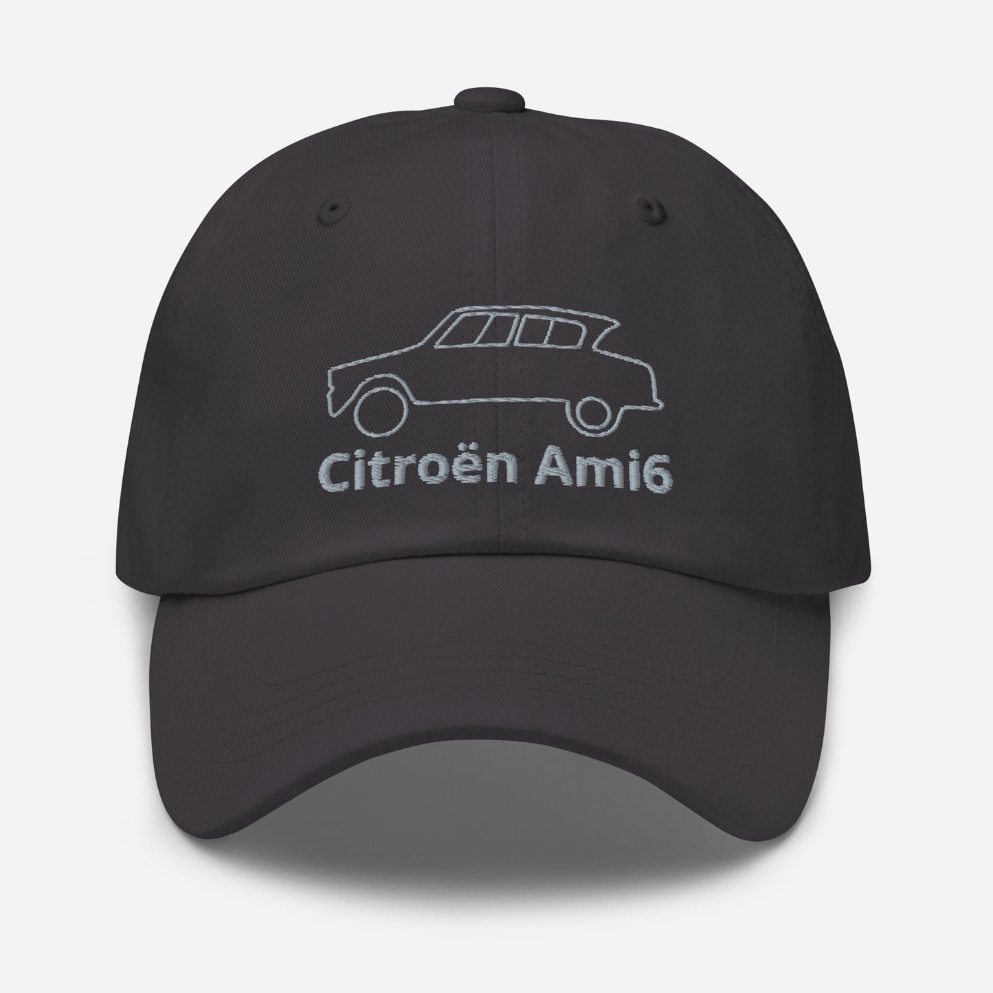 Dessin au trait casquette Citroën Ami6 brodé - Noir, Marine, Rouge, Gris, L.Bleu ou Blanc