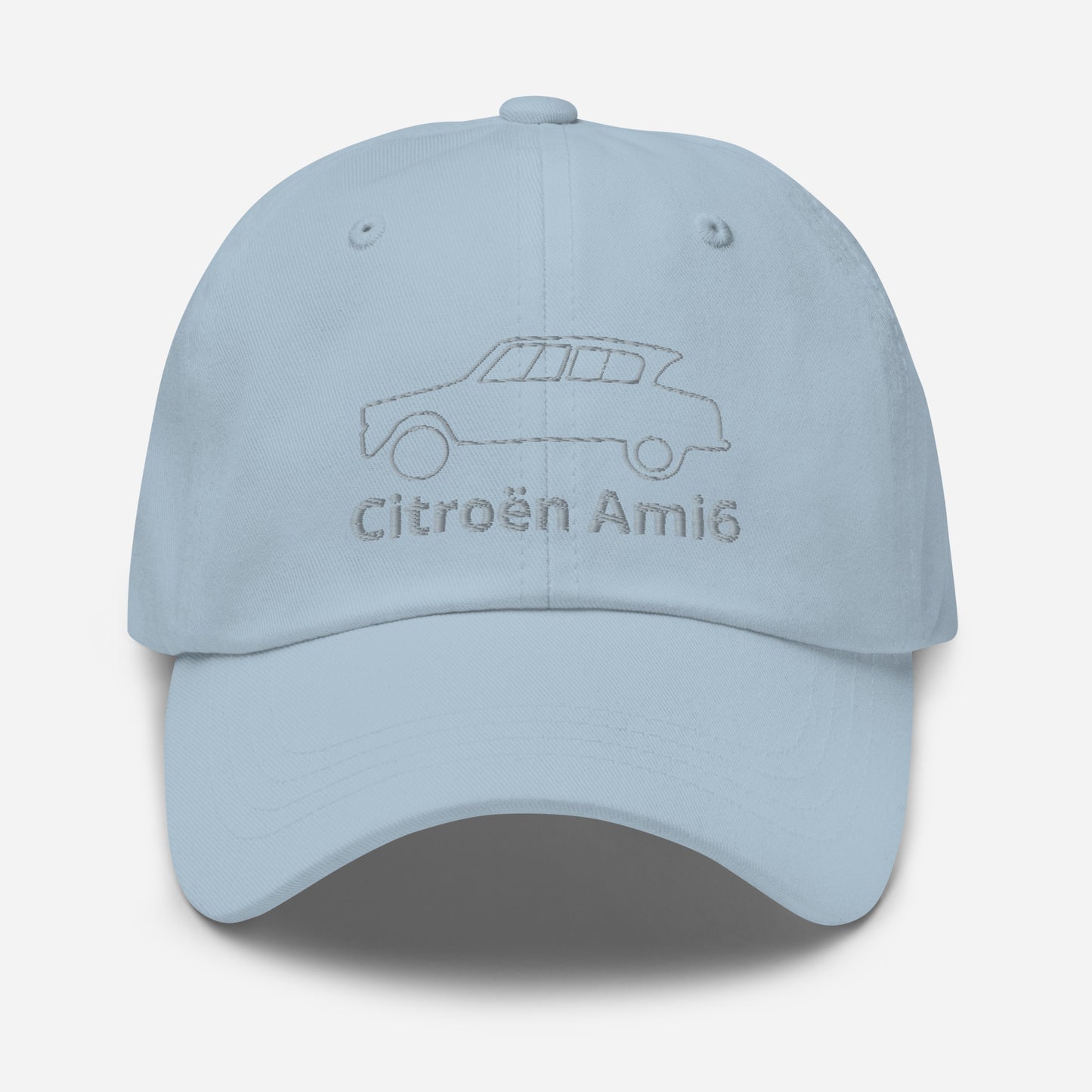 Embroidered Citroën Ami6 cap line drawing - Black, Navy, Red, Gray, L.Blue or White