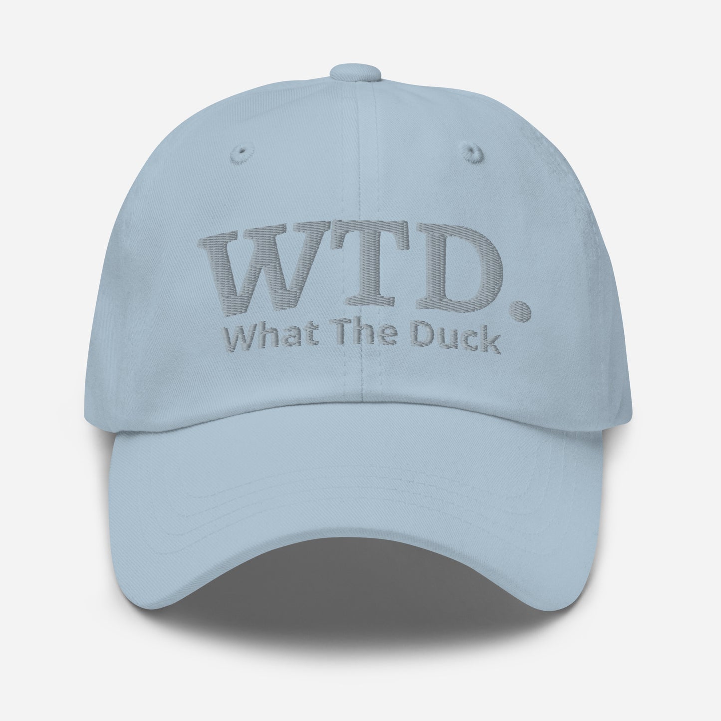 What The Duck embroidered cap with Citroën 2cv embroidered on the BACK - Black, Navy, Red, Gray, L.Blue or White