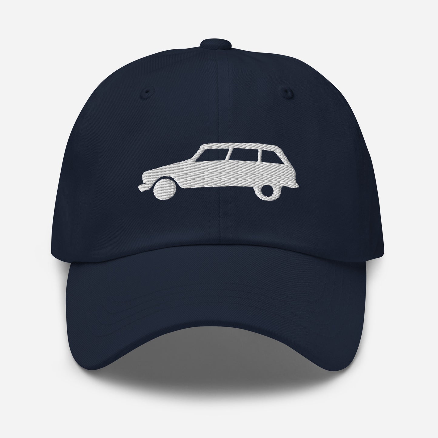 White 3D Puff embroidered cap (front and back) Citroën Ami8 - Black, Navy, Red, Beige, L.Blue or White