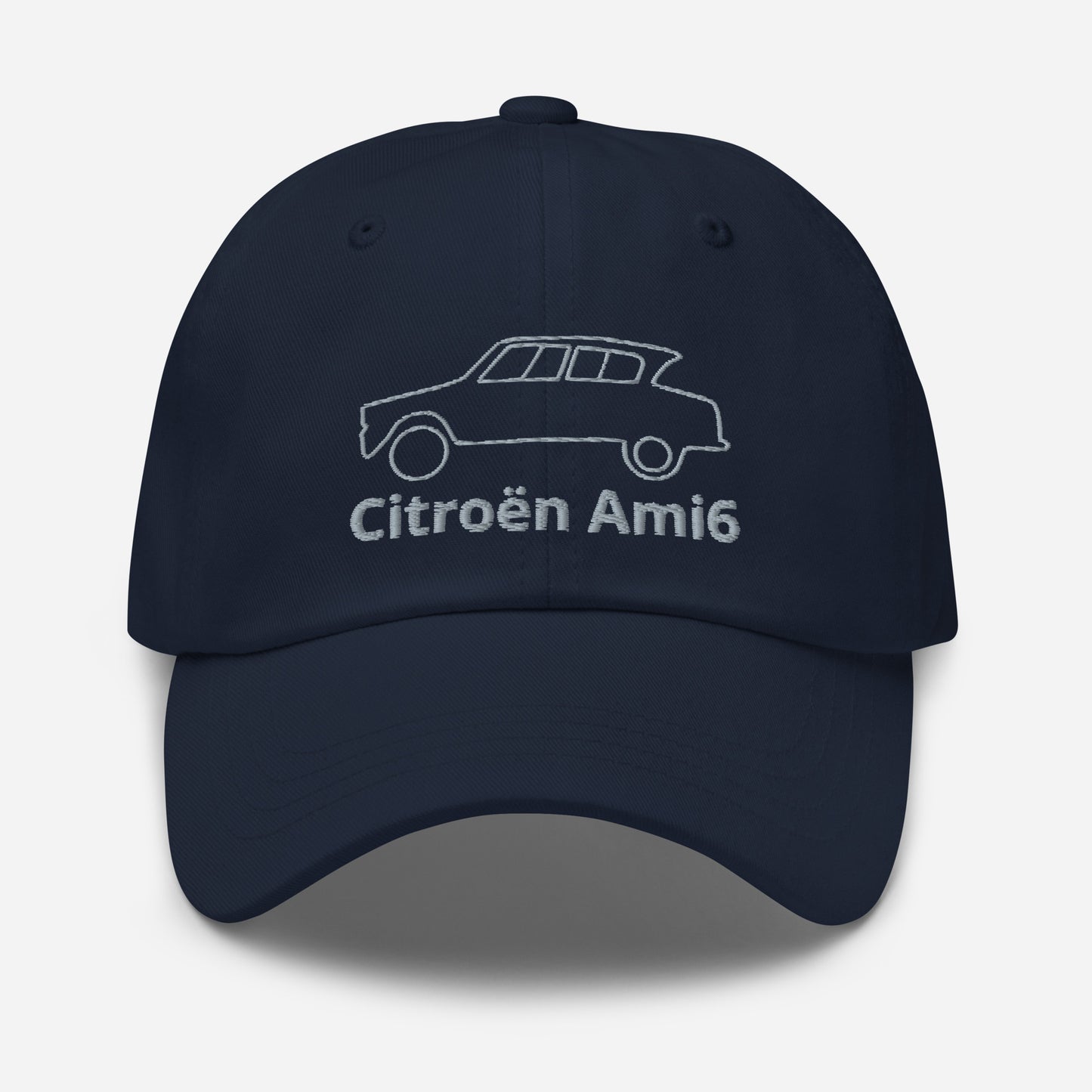 Embroidered Citroën Ami6 cap line drawing - Black, Navy, Red, Gray, L.Blue or White