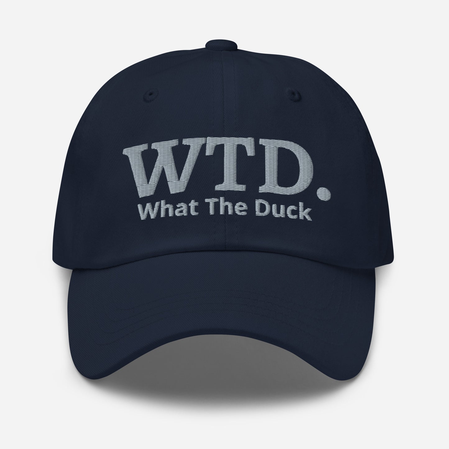 What The Duck embroidered cap with Citroën 2cv embroidered on the BACK - Black, Navy, Red, Gray, L.Blue or White