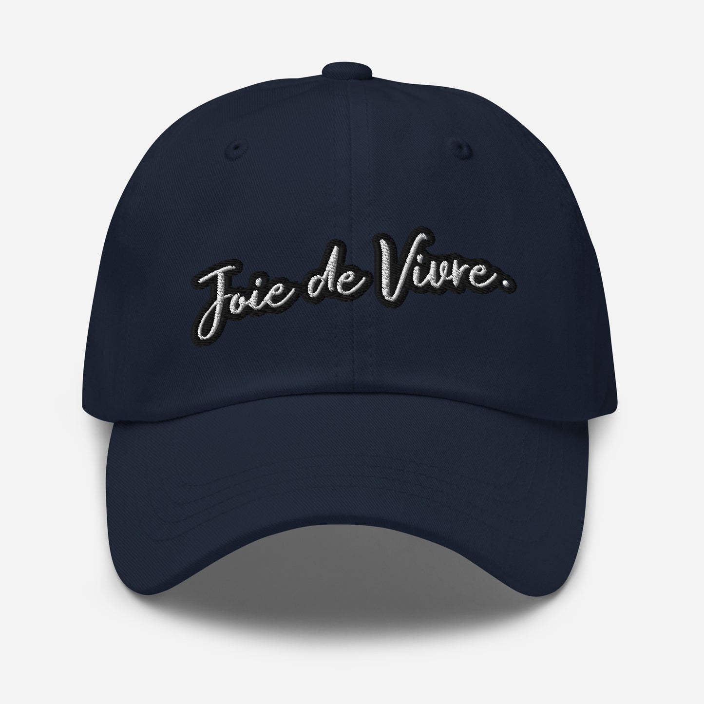 Joie de Vivre Embroidered Cap with ACADIANE embroidered on the BACK available in Black, Navy, Red, Grey, Khaki or White