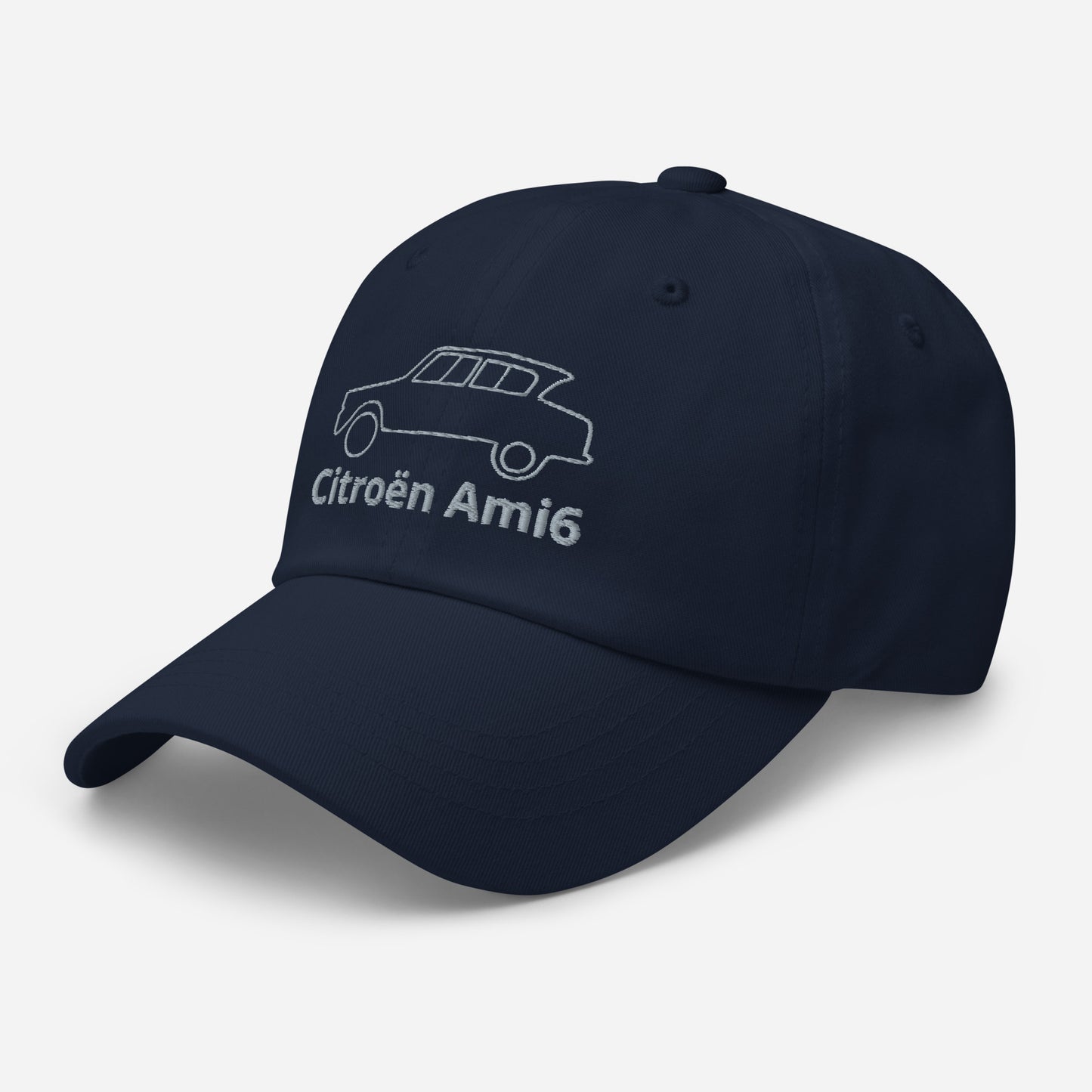 Dessin au trait casquette Citroën Ami6 brodé - Noir, Marine, Rouge, Gris, L.Bleu ou Blanc