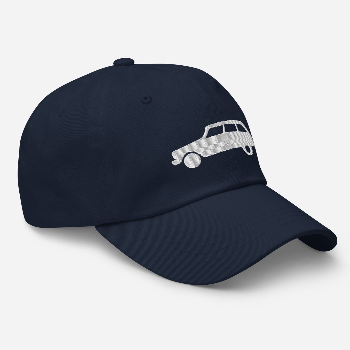 White 3D Puff embroidered cap (front and back) Citroën Ami8 - Black, Navy, Red, Beige, L.Blue or White