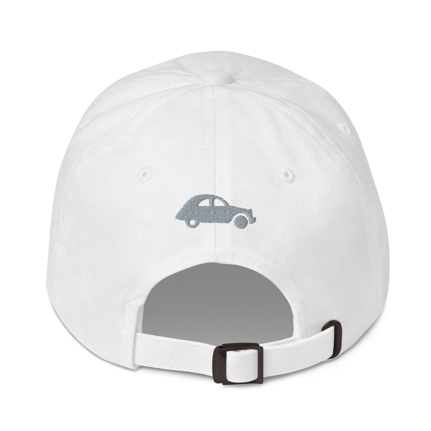 A L'Aise embroidered cap with a 2CV embroidered on the BACK - Black, Navy, Red, Grey, L.Blue or White