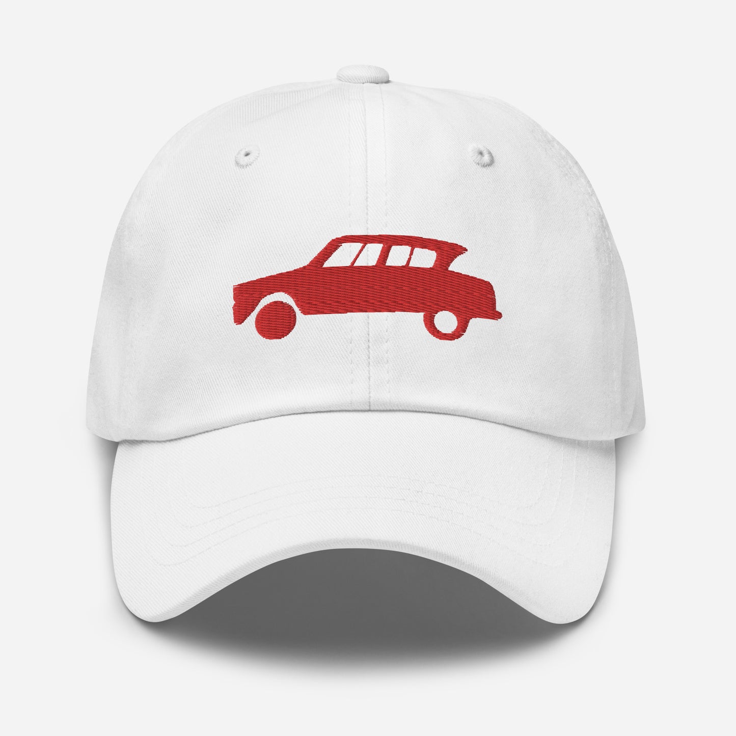 Casquette brodée Puff 3D Rouge (devant et derrière) Citroën Ami6 - Noir, Marine, Rouge, Beige, L.Bleu ou Blanc