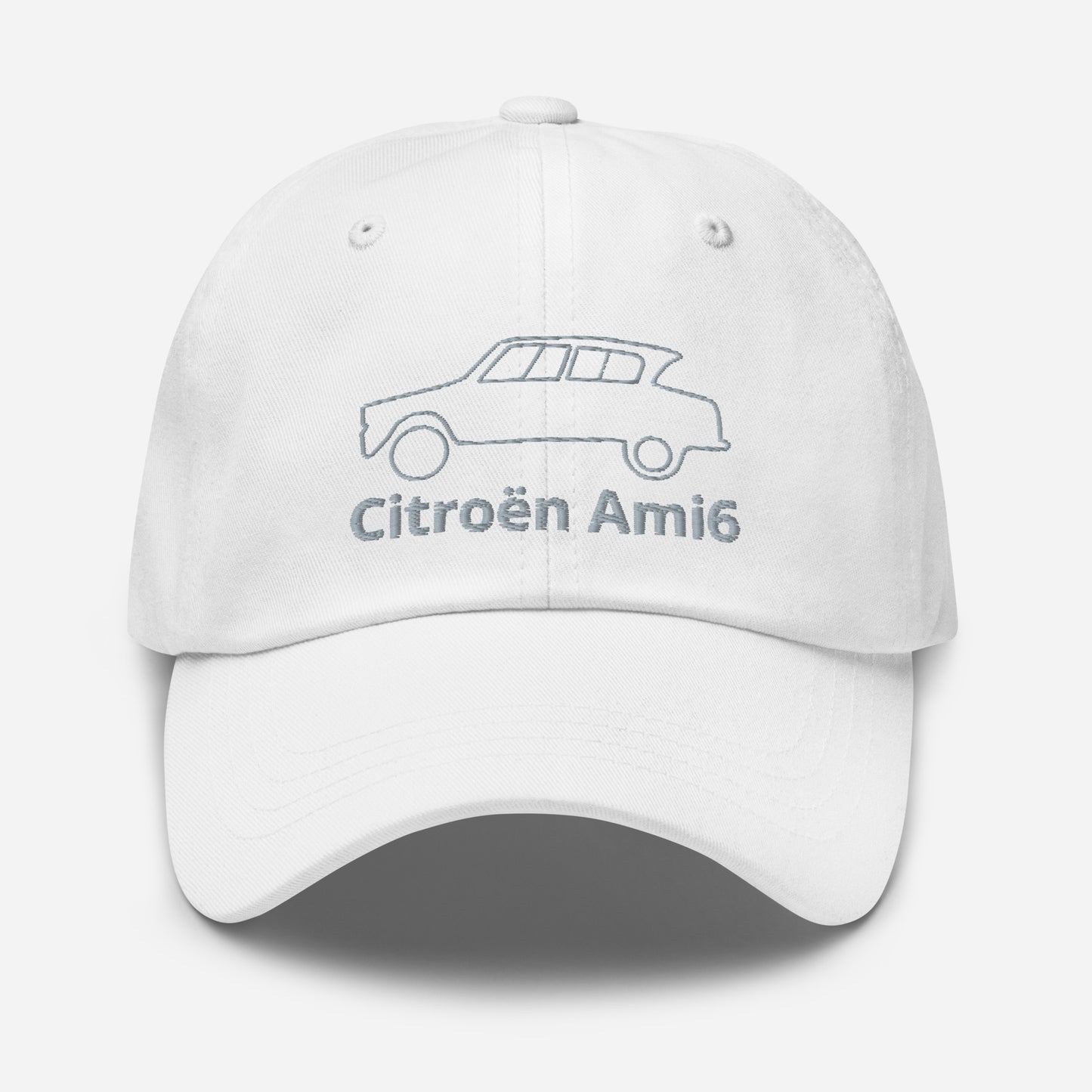 Embroidered Citroën Ami6 cap line drawing - Black, Navy, Red, Gray, L.Blue or White