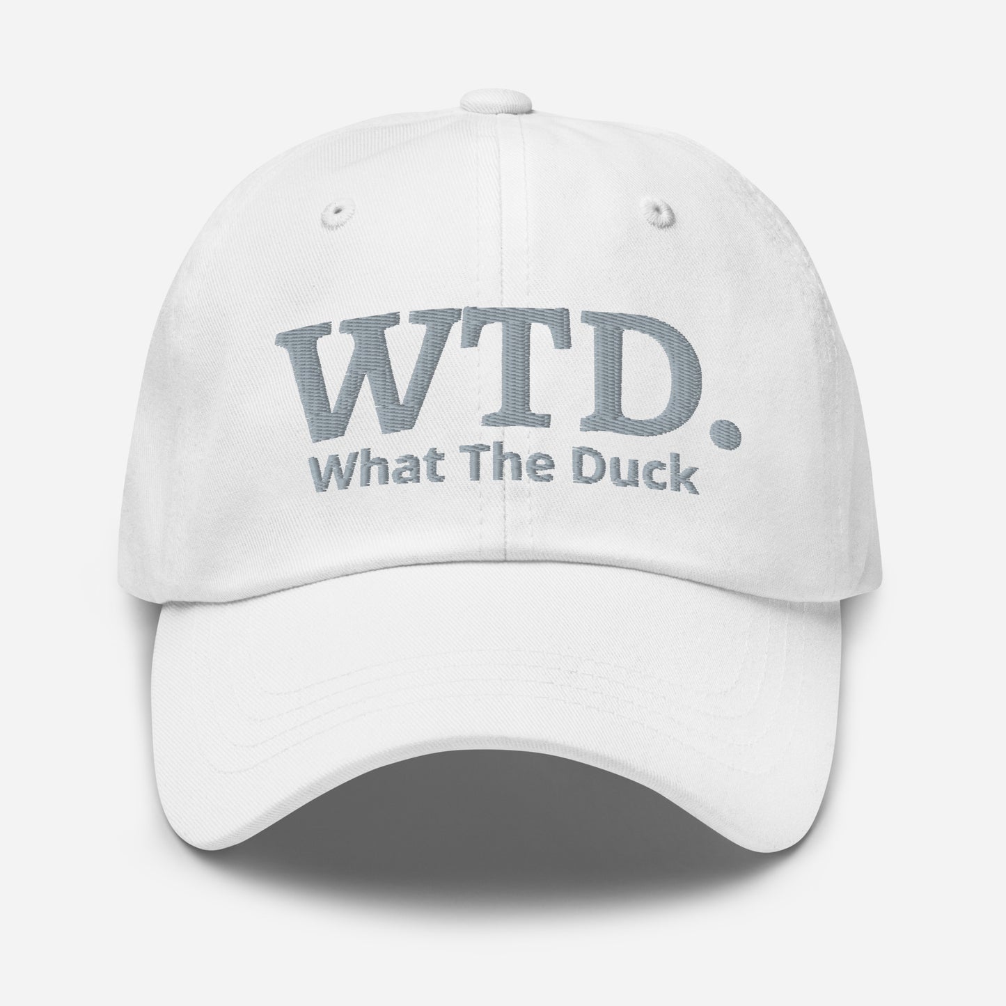 What The Duck embroidered cap with Citroën 2cv embroidered on the BACK - Black, Navy, Red, Gray, L.Blue or White