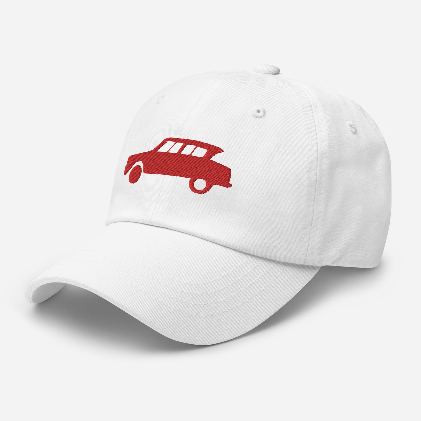 Casquette brodée Puff 3D Rouge (devant et derrière) Citroën Ami6 - Noir, Marine, Rouge, Beige, L.Bleu ou Blanc