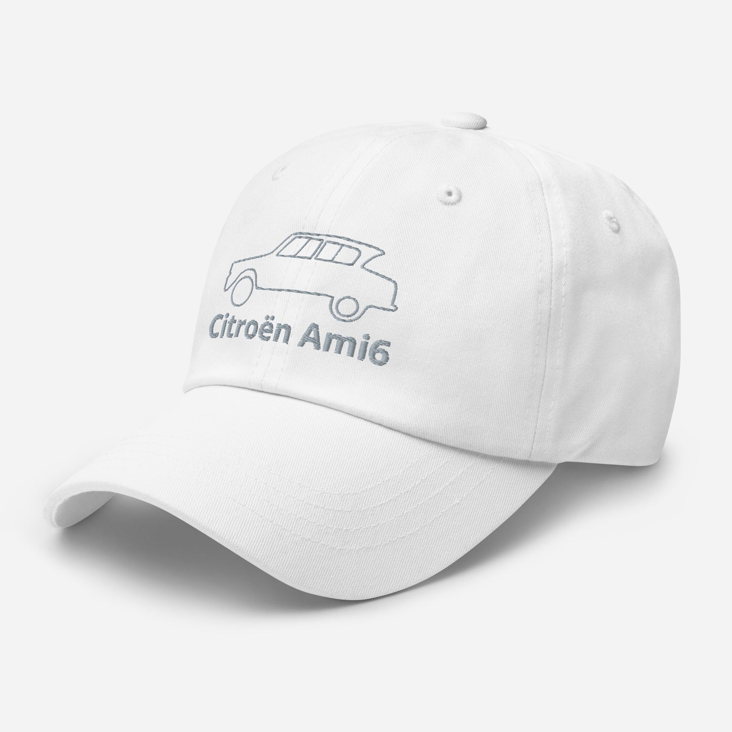 Dessin au trait casquette Citroën Ami6 brodé - Noir, Marine, Rouge, Gris, L.Bleu ou Blanc