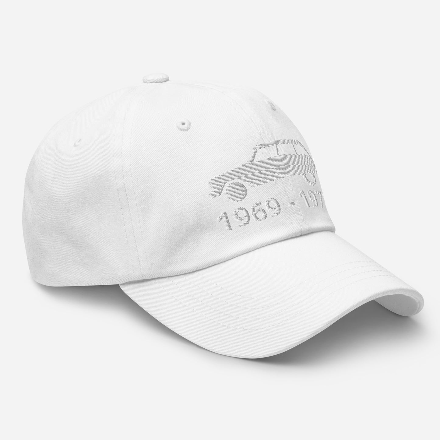 Embroidered Citroën Ami8 cap with production period available in Black, Red, Grey, Khaki, L.Blue or White