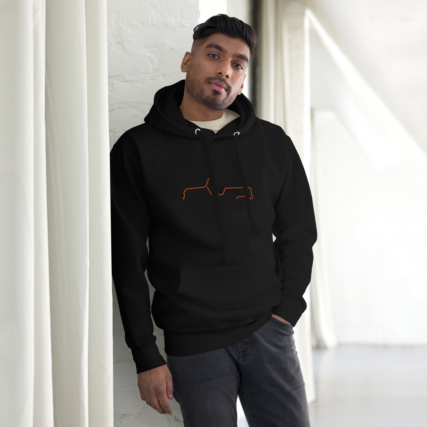 Sweat à capuche Premium – Collection Silhouette Citroën Méhari Line Art