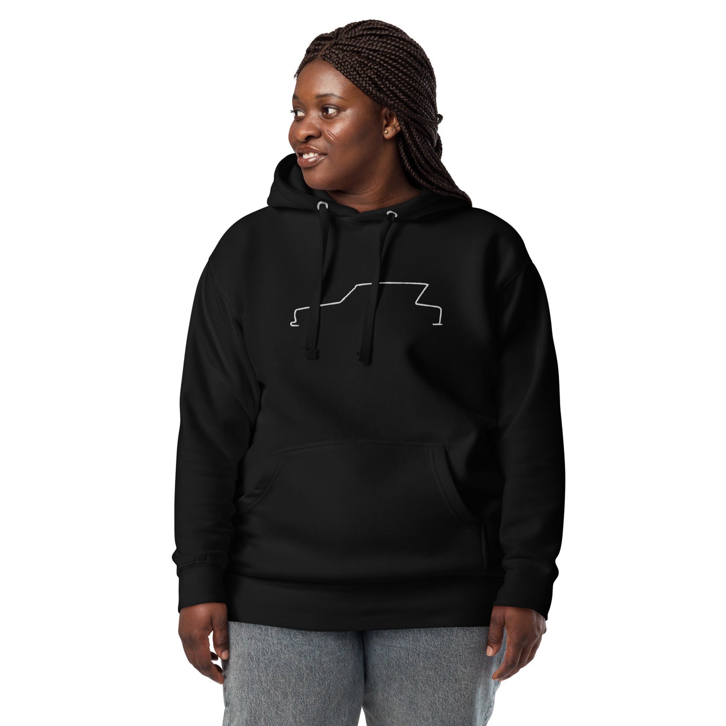 Premium Hoodie Citroën Ami6 Silhouette – Minimalist Line Art with Character