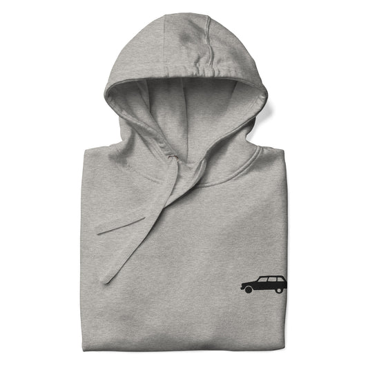 Sweat à capuche unisexe premium Citroën Ami8 brodé - Gris ou Blanc 
