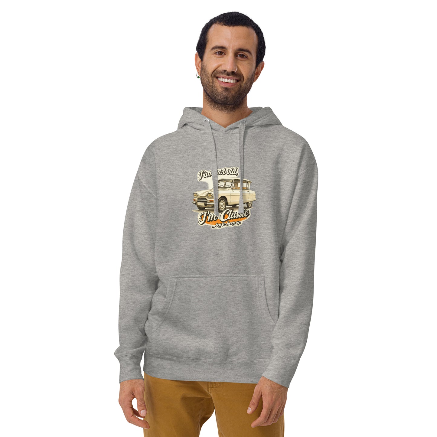 Classic Collectie Premium Hoodie – Citroën Ami 6 Illustratie – “I’m Not Old, I’m Classic”
