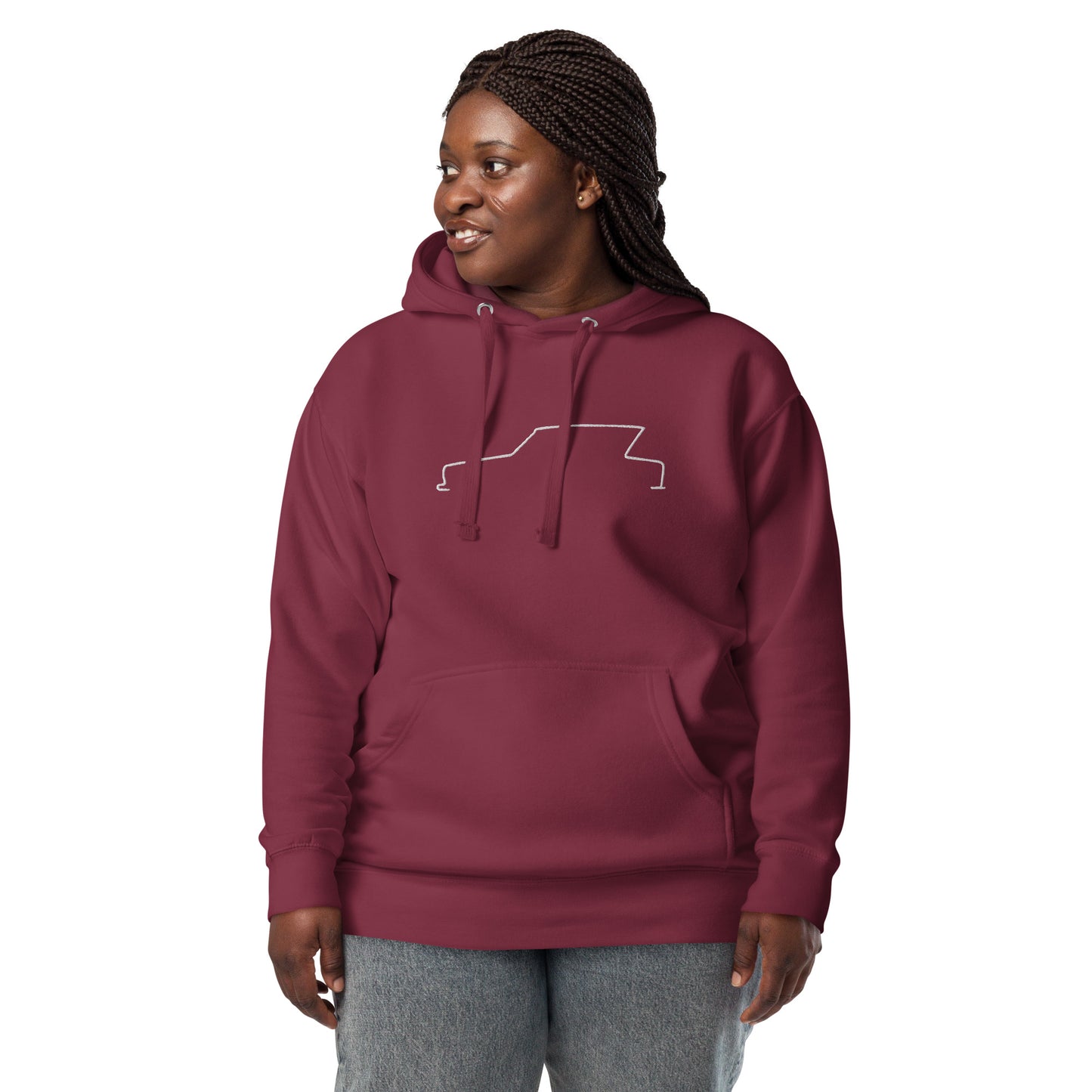 Premium Hoodie Citroën Ami6 Silhouette – Minimalist Line Art with Character