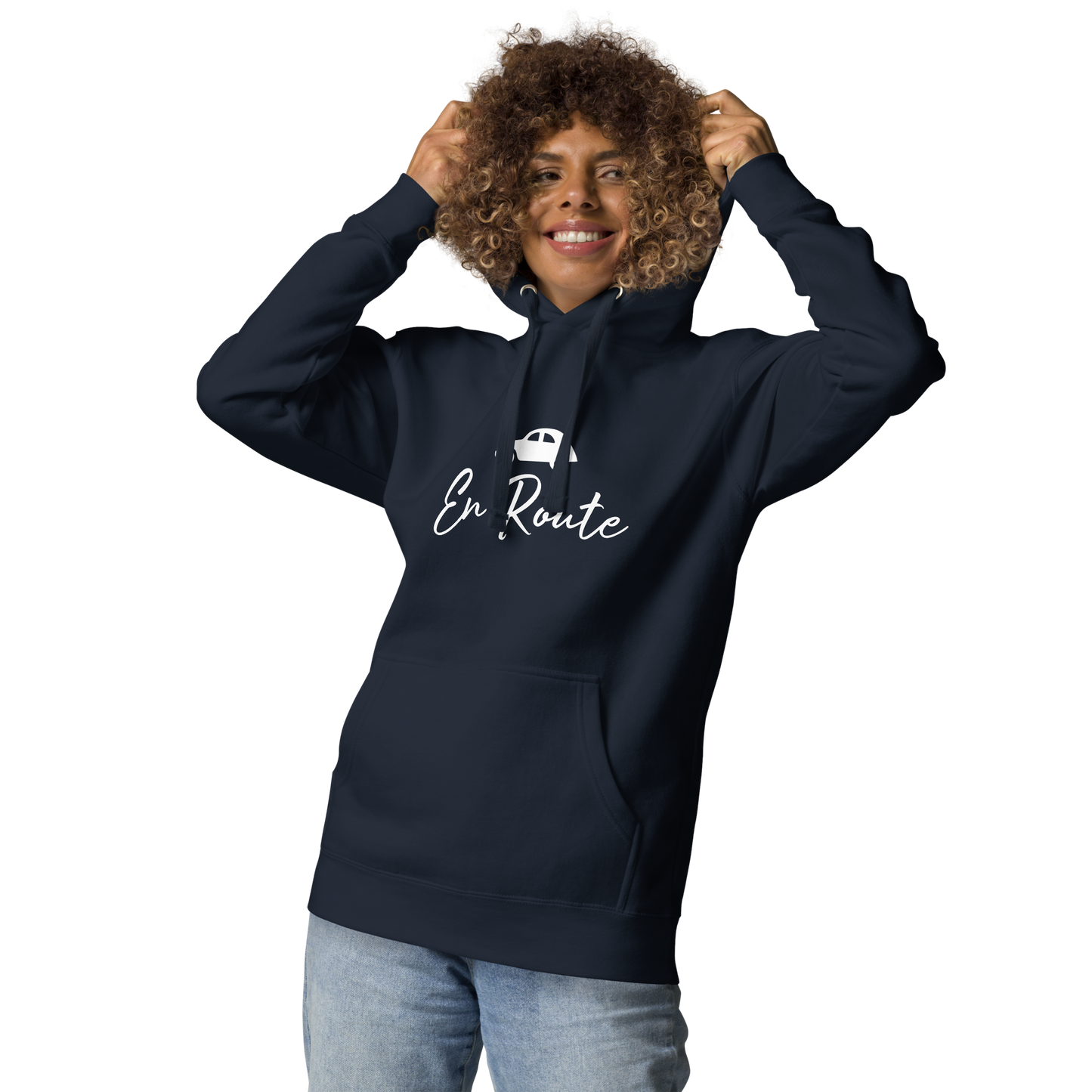 Premium unisex hoodie Citroën 2cv En Route - Black, Navy or Blue