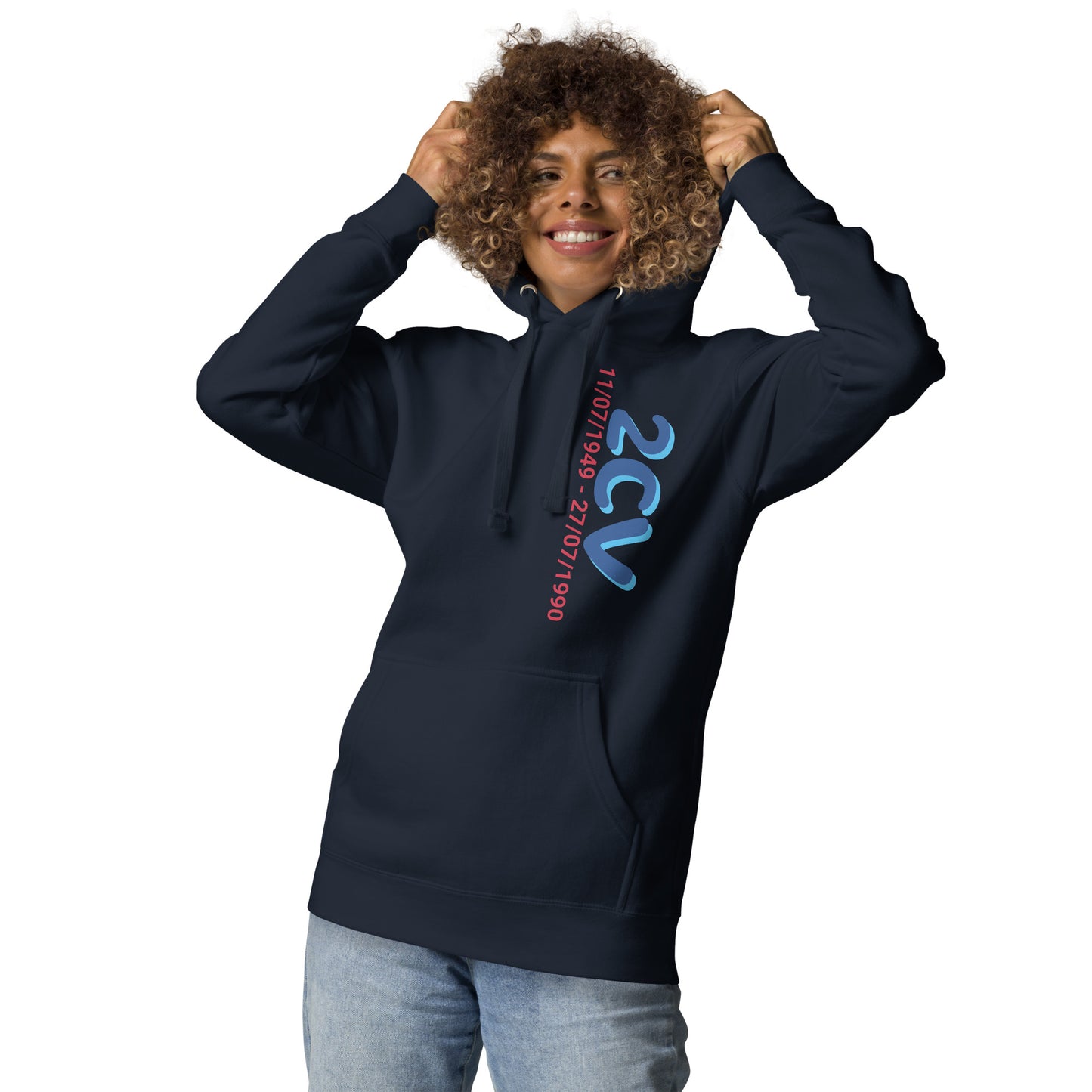 Hoodie with the production period of the Citroën 2cv available in Black, Navy, Gray or White