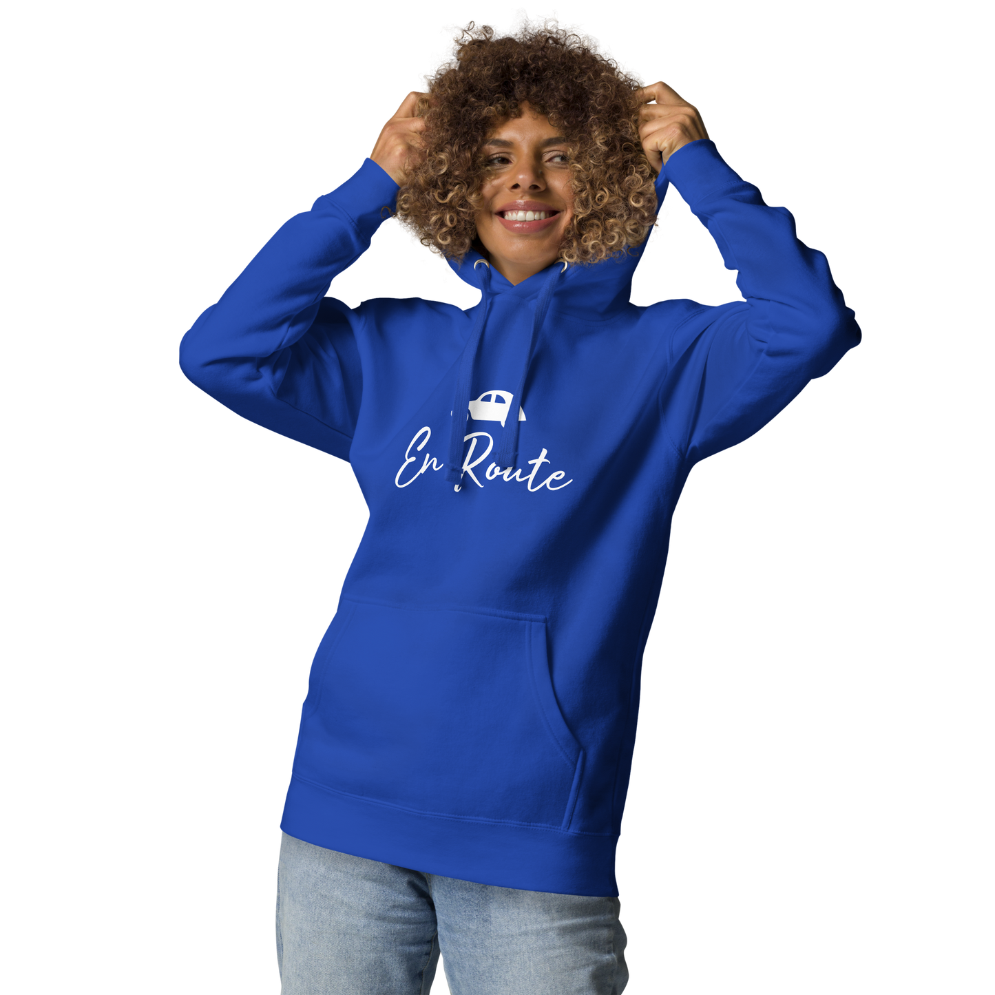 Premium unisex hoodie Citroën 2cv En Route - Black, Navy or Blue