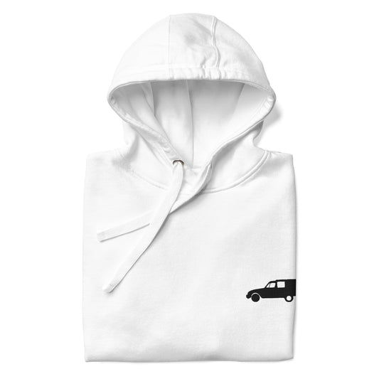 Sweat à capuche unisexe premium Citroën Acadiane brodé - Gris ou Blanc 