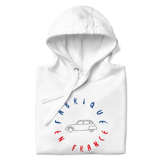 Fabriqué en France Sweat à capuche Citroën Dyane Unisexe - Blanc