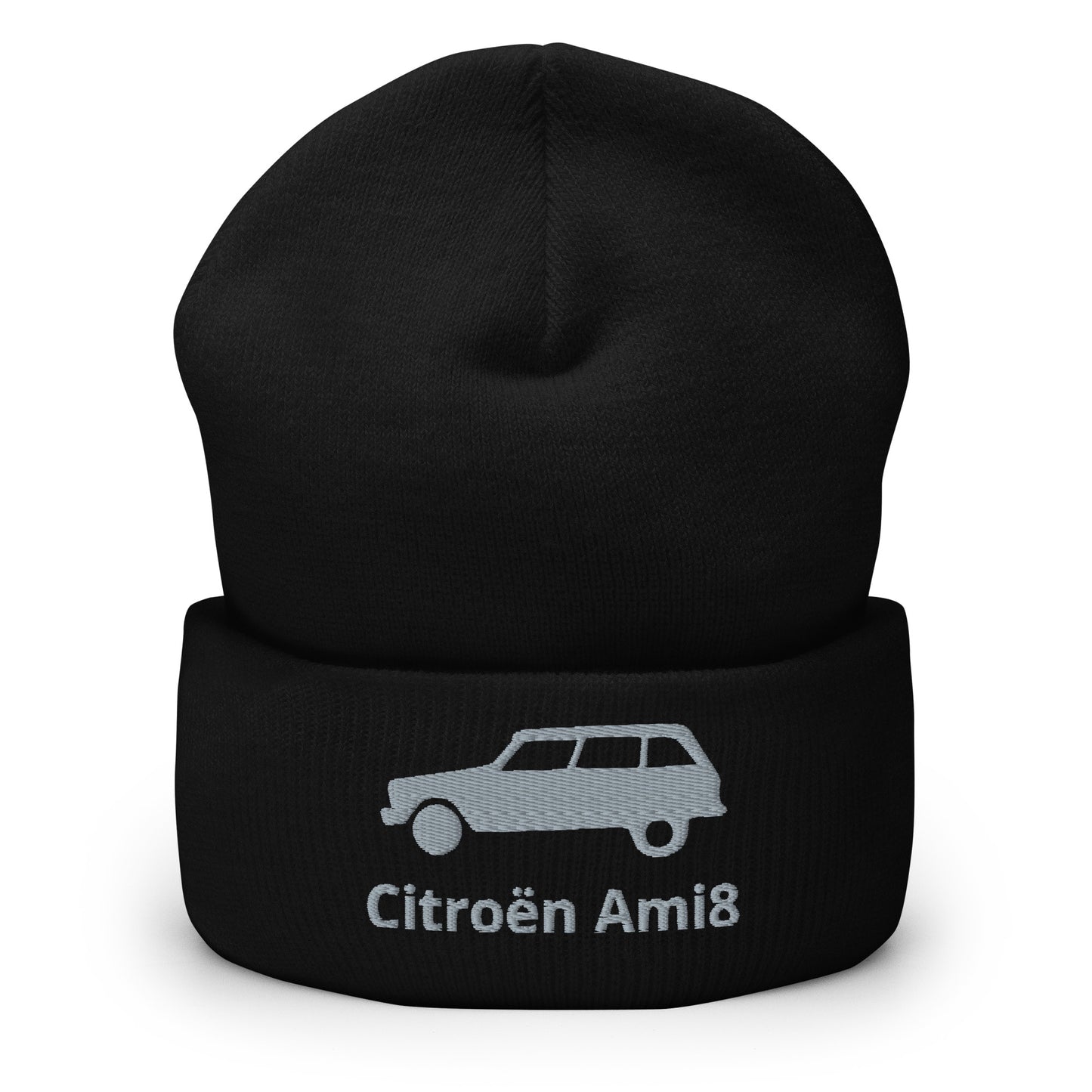 Bonnet Citroën AMI8 brodé avec bord replié disponible en Noir, Marine, Anthracite, Rouge ou Blanc