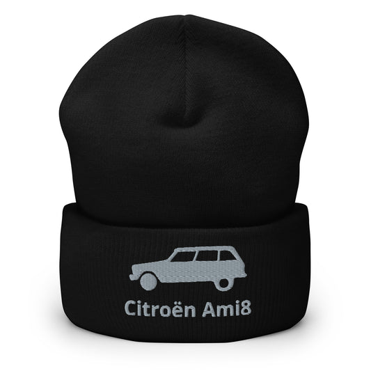 Citroën AMI8 Beanie embroidered with folded edge available in Black, Navy, Anthracite, Red or White