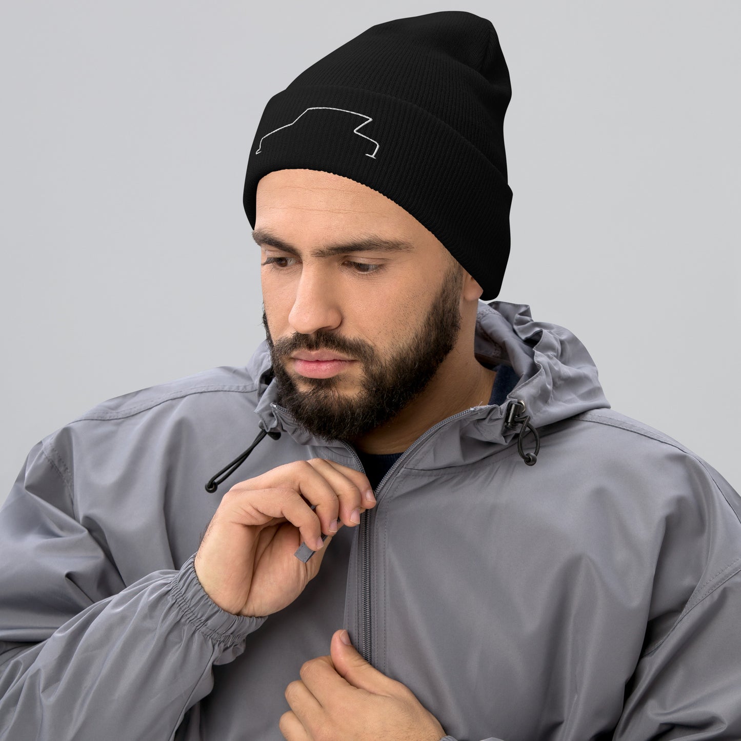 Silhouette Collectie – Citroën Ami 6 Lijnkunst Beanie | Minimalistisch & Elegant