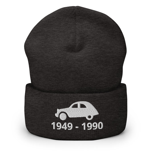 Production period 1949-1990 Citroën 2cv Beanie with folded brim available in Black, Anthracite and Grey