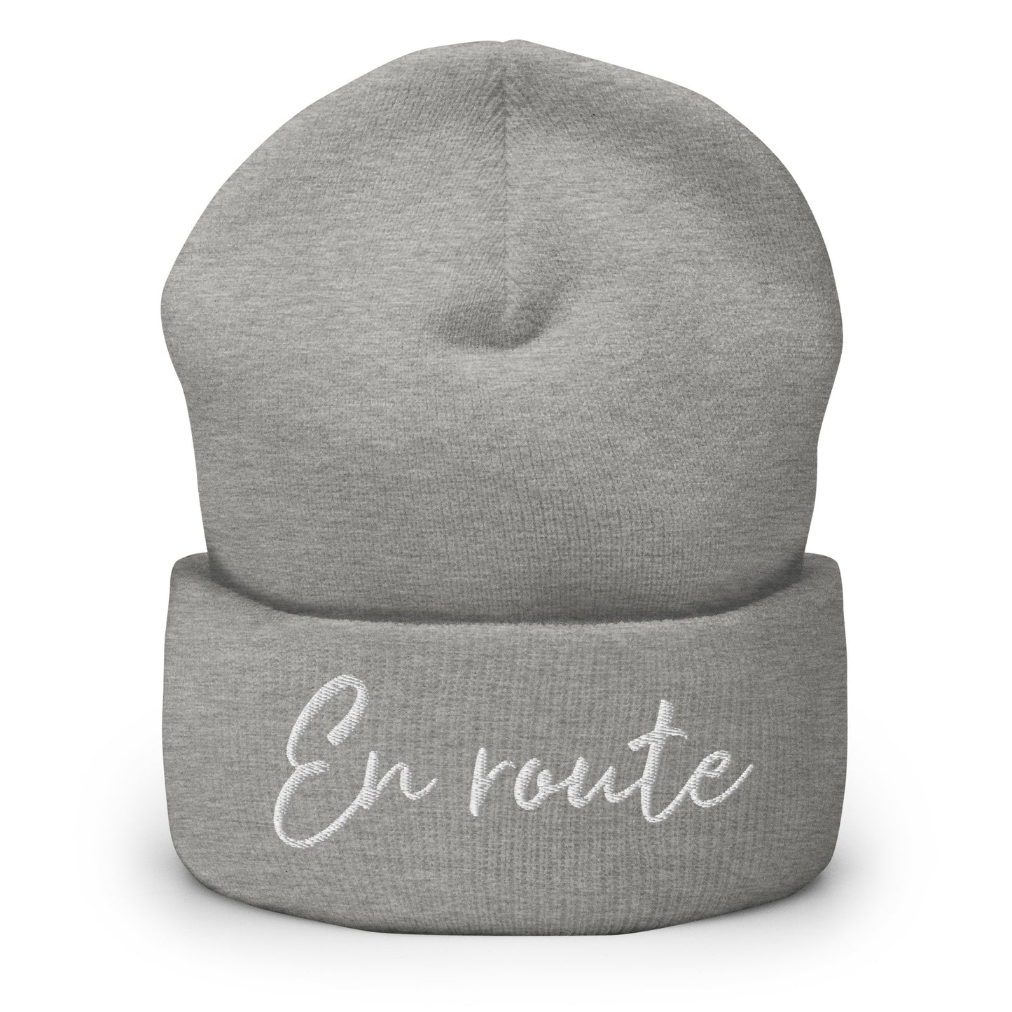 En route Beanie embroidered with turned edge available in Black, Navy, Anthracite, Blue, Red, Green or Gray