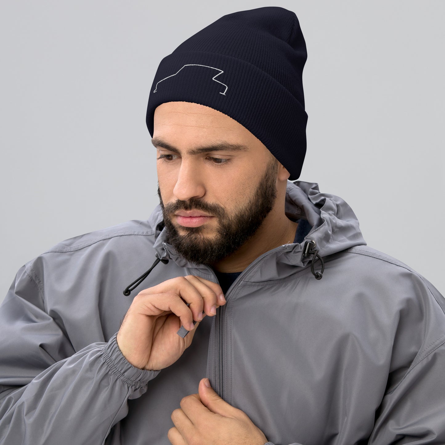 Silhouette Collectie – Citroën Ami 6 Lijnkunst Beanie | Minimalistisch & Elegant